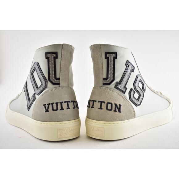 Louis Vuitton Tattoo Grey Satin Suede Kim Jones High Top Sneakers UK 9 US 10 11 - Picture 11 of 14